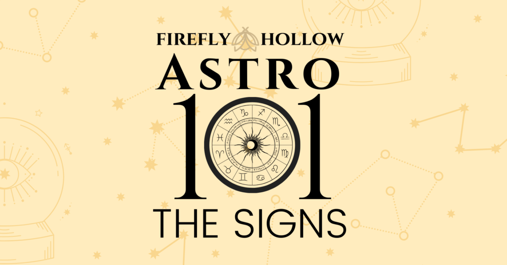 Astrology 10 the signs with zodiac constellations and yellow background